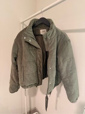 Ashley By 26 International Olive Green Corduroy Puffer Coat